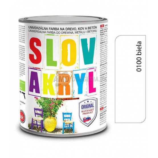 Slovakryl 0100 univerzálna farba biela, 2,5 kg