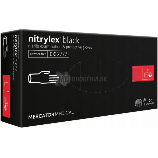 Mercator Nitrylex Black nitrilové rukavice čierne, veľkosť L, 100 ks