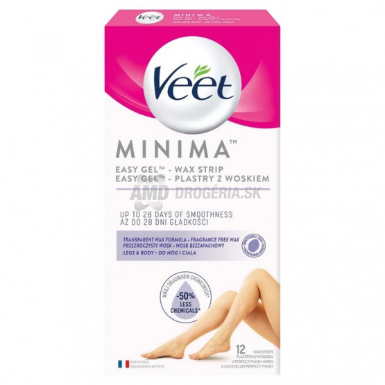Veet Minima Easy-Gel voskové pásiky na nohy a telo, 12 ks