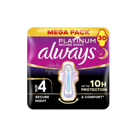 Always Platinum Secure Night hygienické vložky veľkosť 4, 30 ks