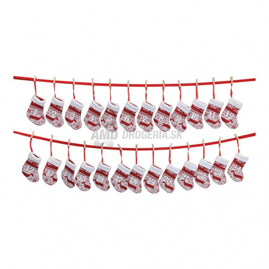 Wurm Textilný adventný kalendár, 24 ponožiek, 220 cm
