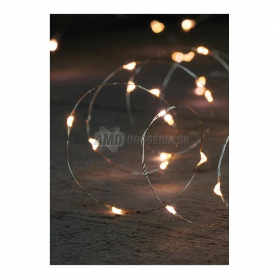 Wurm LED svetelná reťaz s časovačom, teplá biela, 20 LED, 1 m