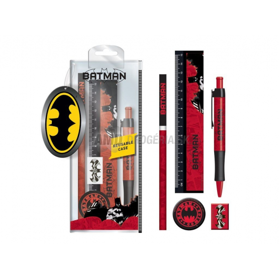 Batman Školský set – ceruzka, pero, pravítko, guma
