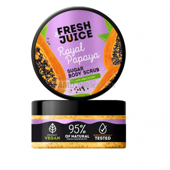 Fresh Juice Cukrový telový peeling Kráľovská papája, 200 ml