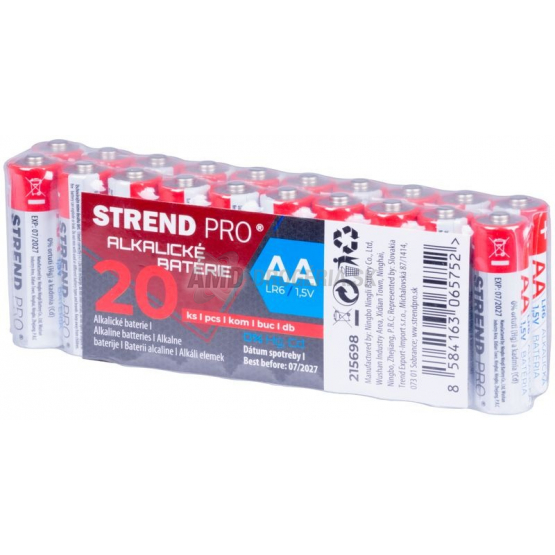 Strend Pro Alkalické batérie AA LR6 1,5 V, 20 ks