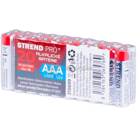 Strend Pro Alkalické batérie AAA LR03 1,5 V, 20 ks