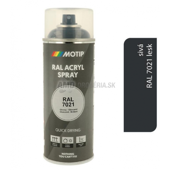 Motip Acryl sprej RAL 7021 čiernosivá lesk, 400 ml