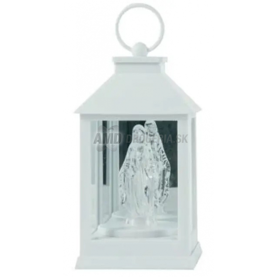 Lampáš LED s Pannou Máriou, biely, 23 cm
