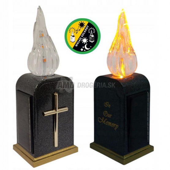 LED cintorínska sviečka Memorial s krížom, solárna, 16 cm, teplá biela