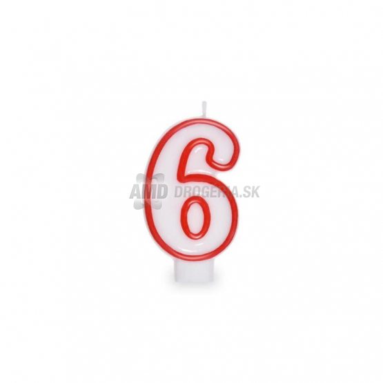 Tortová sviečka číslo 6, 75 mm, 1 ks