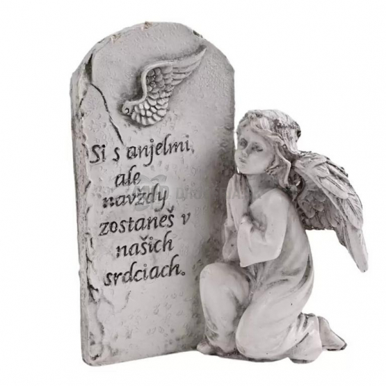Anjel pri kameni "Si s anjelmi, ale navždy...", 17 cm