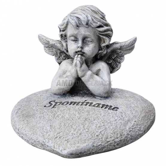 Anjel modliaci so srdcom "Spomíname", 10 cm