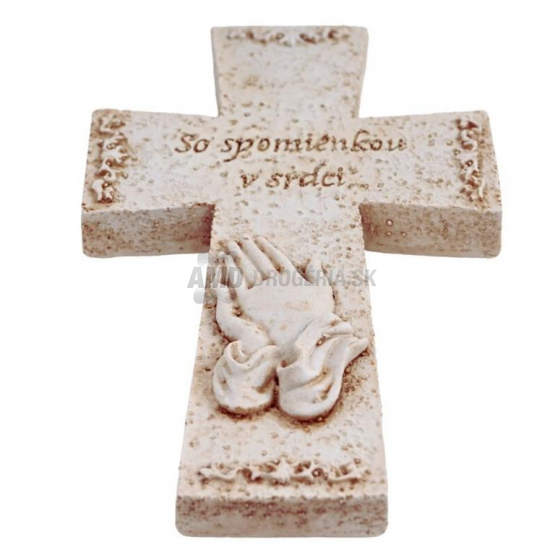 Kríž s dlaňami "So spomienkou v srdci", 21 cm