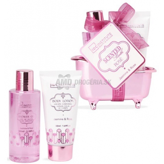IDC Institute Scented Bath darčeková sada Jasmine & Rose, mini vanička 3 ks