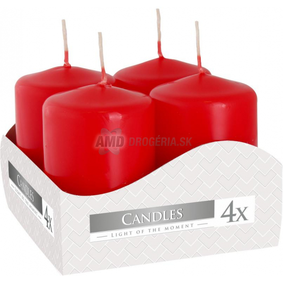 Aura Adventné sviečky červené, 4 x 55 g (6 cm, ⌀ 3,8 cm)
