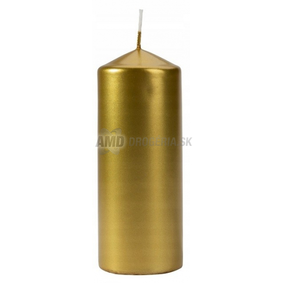 Bispol Aura sviečka valec zlatá metalická, 15 × 6 cm, 330 g, 48 h