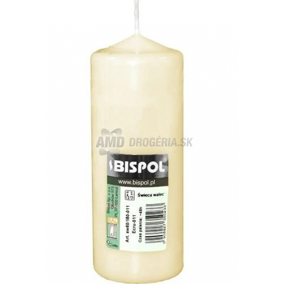 Bispol Sviečka valec slonovinová, 60x180 mm, 330 g, 48 h