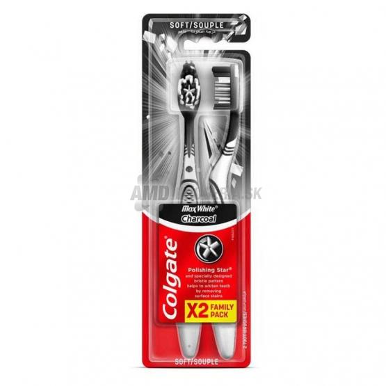 Colgate Max White Charcoal zubné kefky Soft, 2 ks