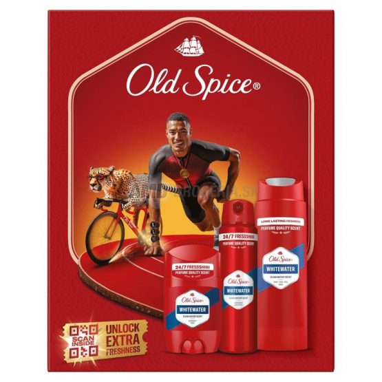 Old Spice Whitewater darčeková kazeta (deo stick 50 ml + sprchový gél 250 ml + deo sprej 150 ml)