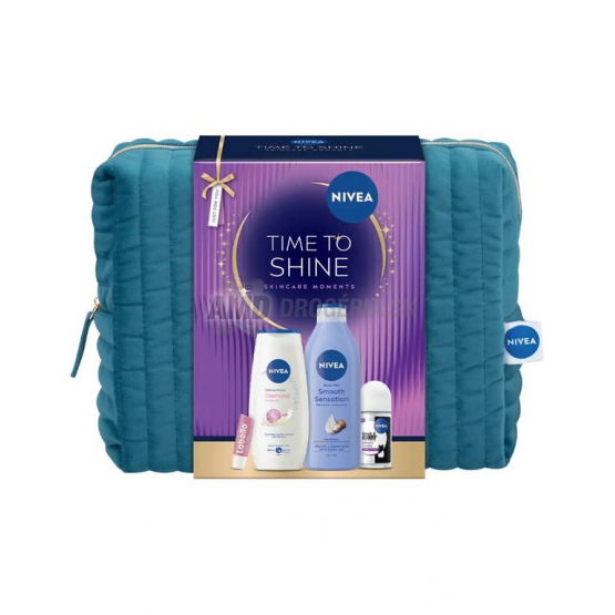 Nivea Darčeková taška Time to Shine (telové mlieko + sprchový gél + roll-on + balzam na pery)