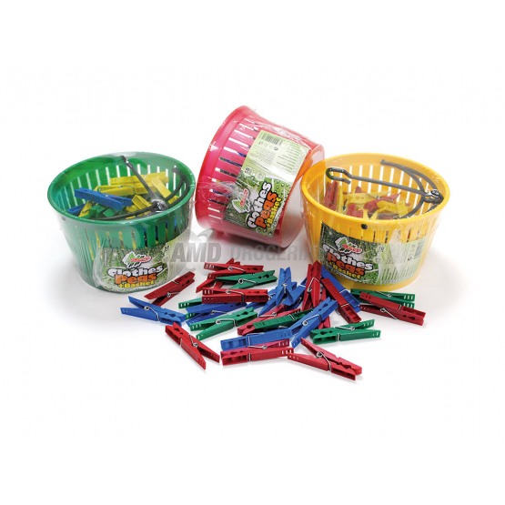 ŠTIPCE NA PRÁDLO 50 KS + KOŠÍK