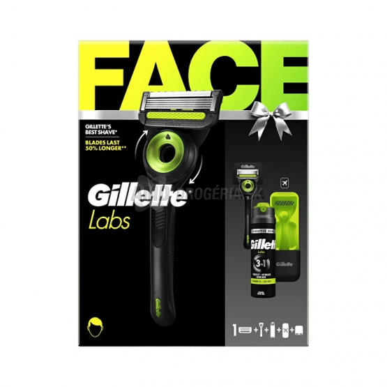 Gillette Labs darčeková kazeta (strojček + náhradná hlavica + gél na holenie 3v1 + držiak + puzdro)