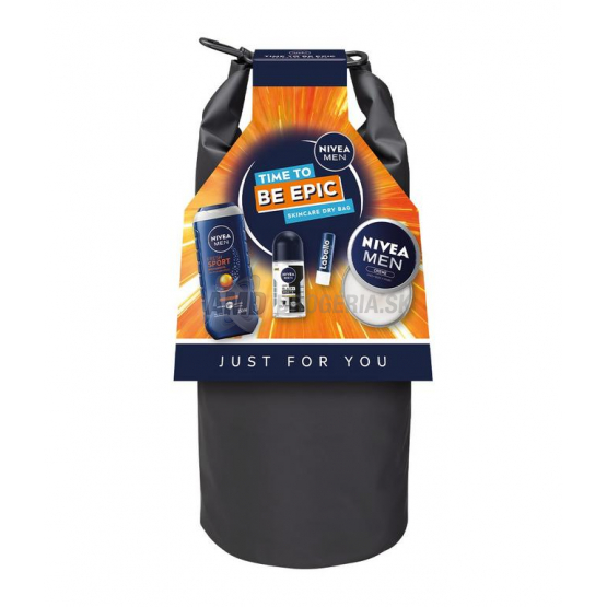 Nivea Men Time to Be Epic darčeková taška (sprchový gél + roll-on + krém + balzam na pery)
