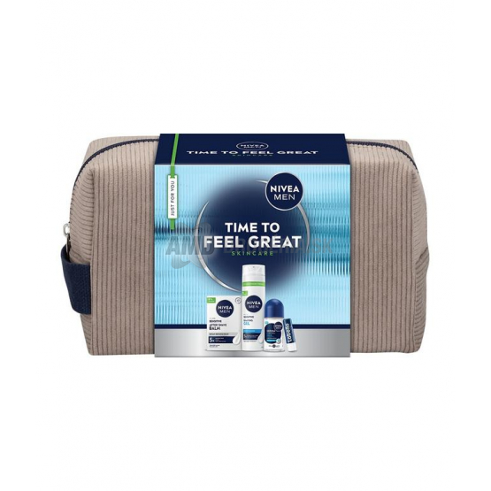 Nivea Men Feel Great darčeková taška (gél na holenie + balzam + roll-on + balzam na pery)