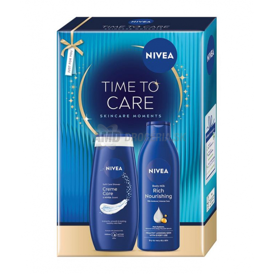 Nivea Time to Care darčekový box (sprchový gél Creme Care + telové mlieko Rich Nourishing)