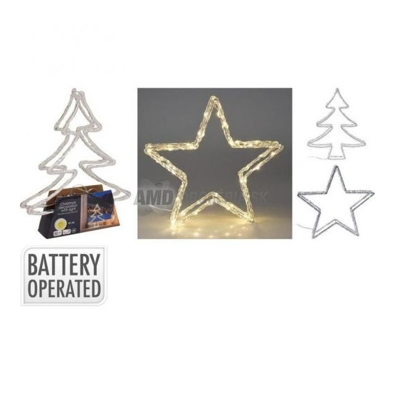 Vianočná LED dekorácia hviezda/stromček, 50 LED, teplá biela