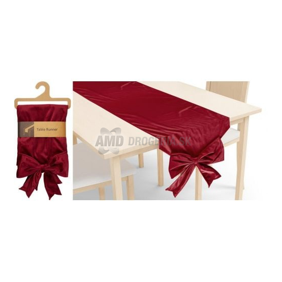Vianočná štóla s mašľou bordová, 240x33 cm, polyester