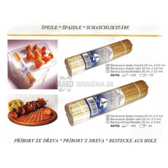 ŠPAJDLE BAMBUSOVÉ ZAHROTENÉ 200 KS
