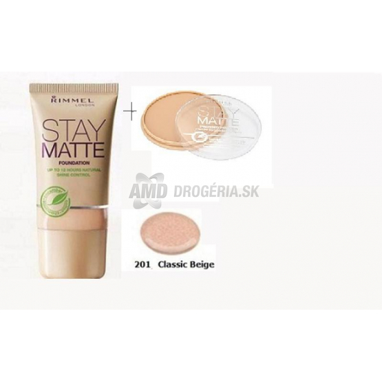 RIMEL MAKE-UP STAY MATTE 201 30 ML TRUE IVORY + PÚDER