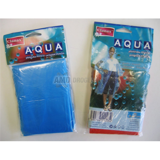 Clanax Aqua Pláštenka Pončo s kapucňou, modrá