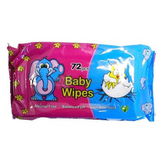 BABY WIPES VLHČENÉ UTIERKY ALOE-SLONÍK 72 KS