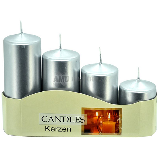 SVIEČKA OZDOBNÁ STRIEBORNÁ LESKLÁ 2 KS