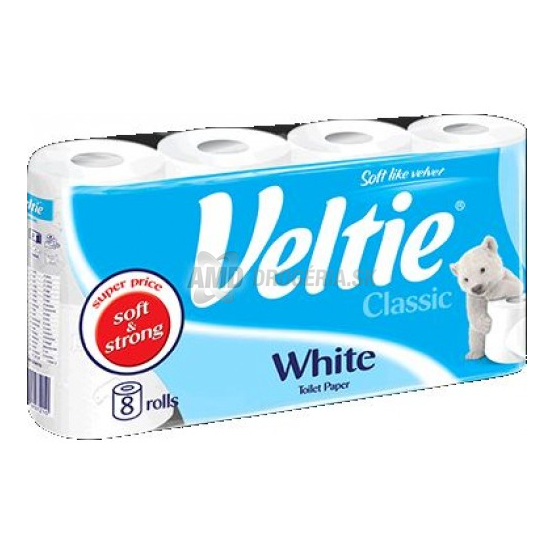 VELTIE TOALETNÝ PAPIER BIELY 2 VRSTVY 8 KS