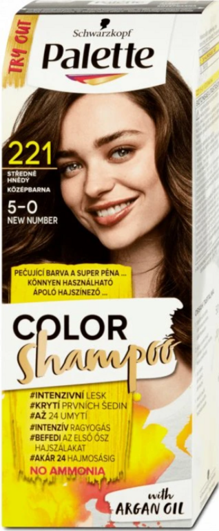PALETTE COLOR SHAMPOO 221 STREDNE HNEDÁ