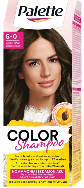 Palette Color Shampoo farba na vlasy, 221 stredne hnedá, 50 ml