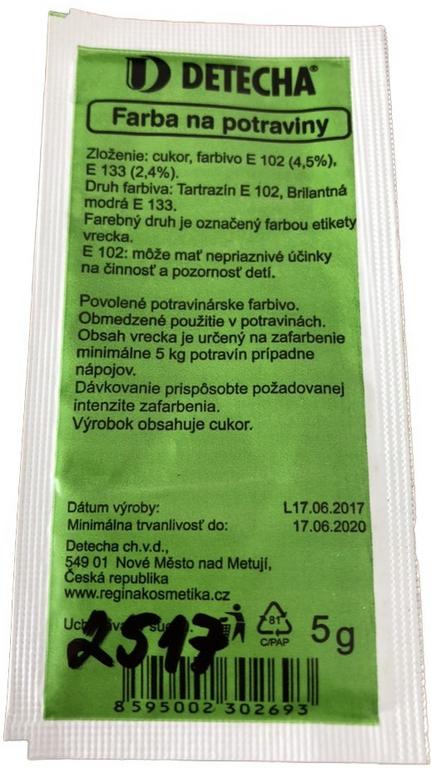 POTRAVINÁRSKE FARBIVO - ZELENÉ 5 G