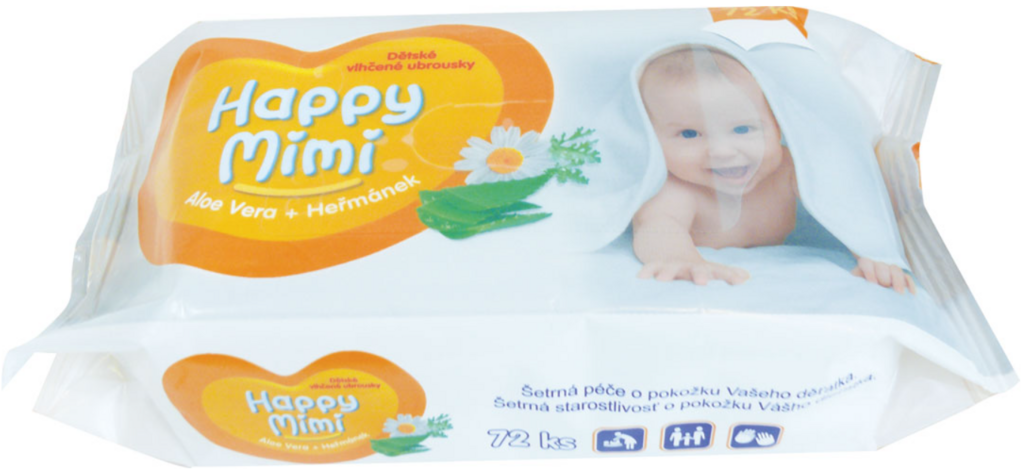 HAPPY MIMI DETSKÉ VLHČENÉ UTIERKY S ALOE VERA 72 KS