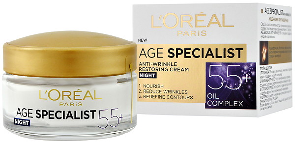LOREAL AGE SPECIALIST NOČNÝ KRÉM PROTI VRÁSKAM 55 +; 50 ml
