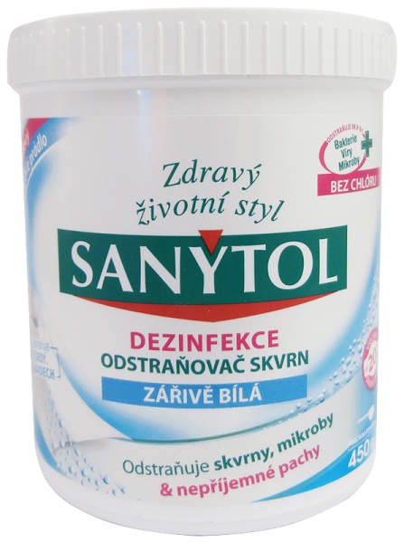 SANYTOL DEZINFEKČNÝ ODSTRAŇOVAČ ŠKVŔN BIELY 450 G