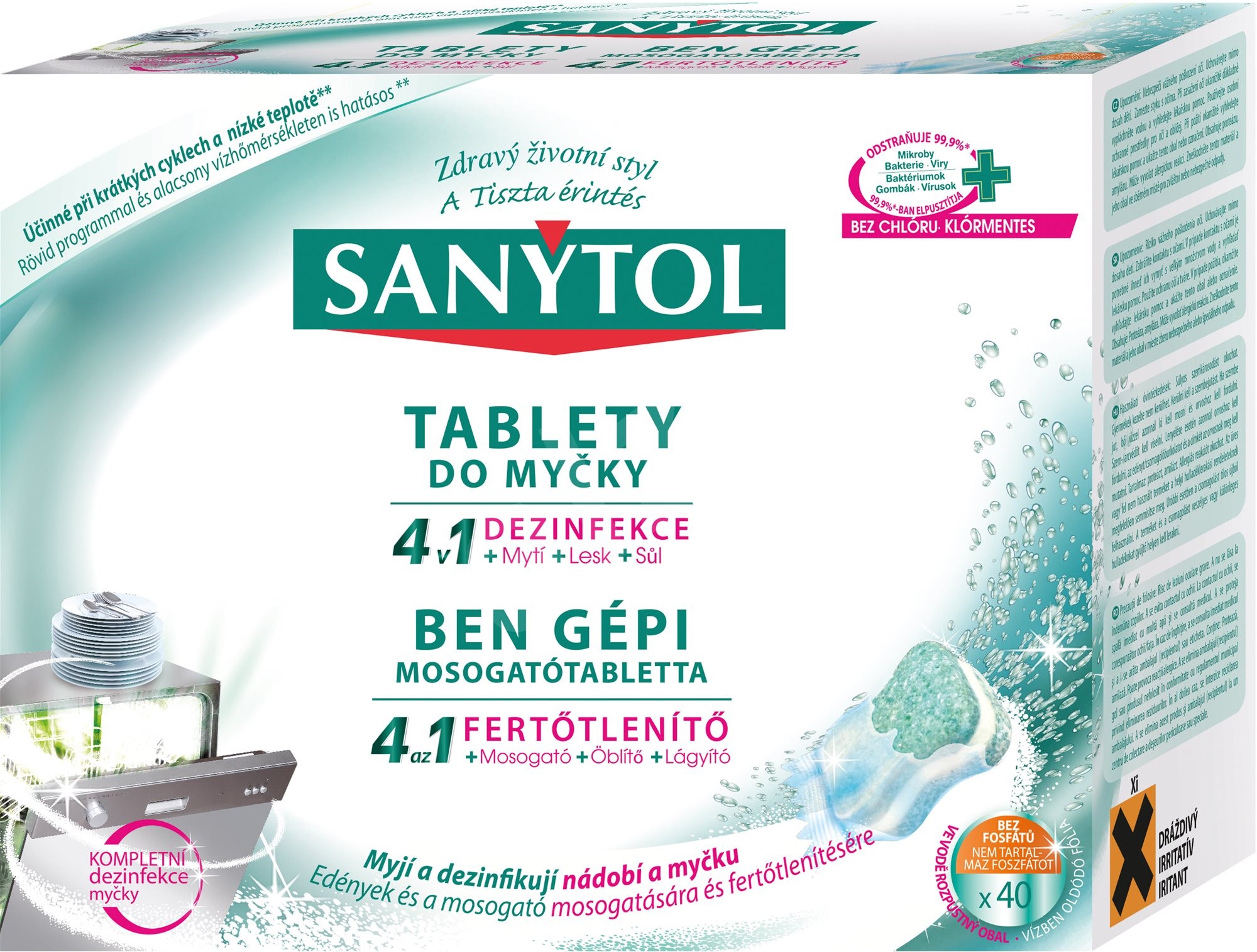 SANYTOL TABLETY DO UMÝVAČKY RIADU 4 v 1 40 KS