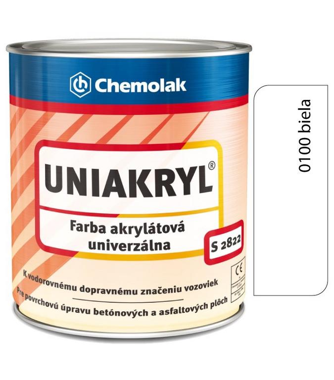 Chemolak Uniakryl S2822 akrylátová farba na značenie ciest, biela 0100, 0,75 l