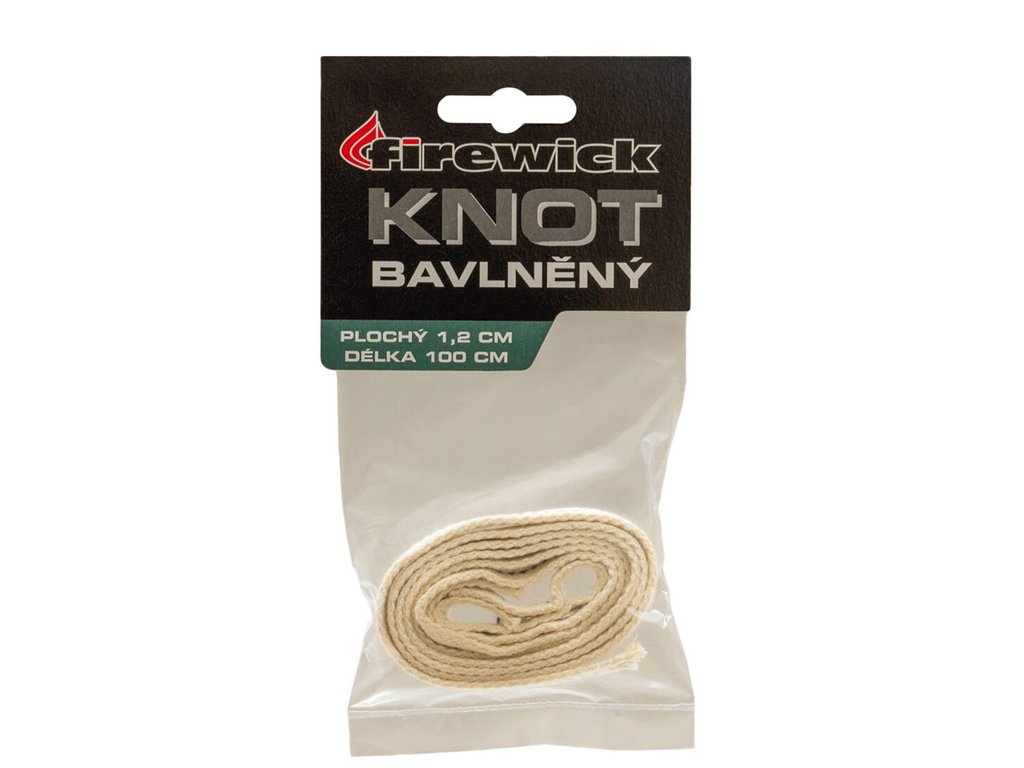Firewick Knôt bavlnený plochý, 1,2 cm × 100 cm