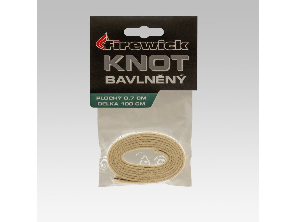 Firewick Knôt bavlnený plochý, 0,7 cm × 100 cm