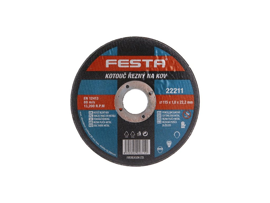 Festa Kotúč rezný na kov, 115 × 1,0 × 22,2 mm