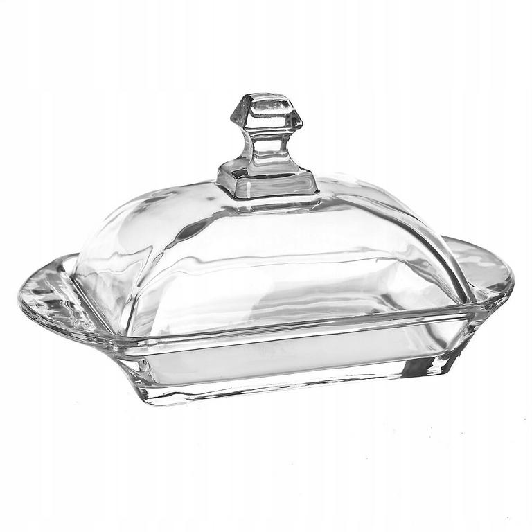 Tadar Sklenená dóza na maslo s poklopom, 17,5 × 10,5 × 9,5 cm