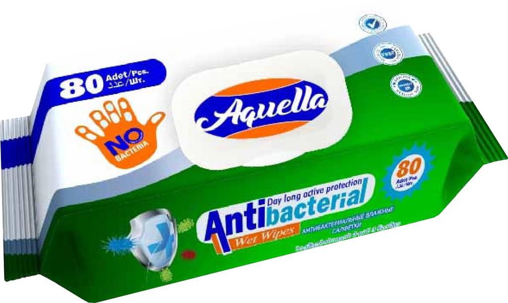 Aquella Antibakteriálne vlhčené utierky, 80 ks